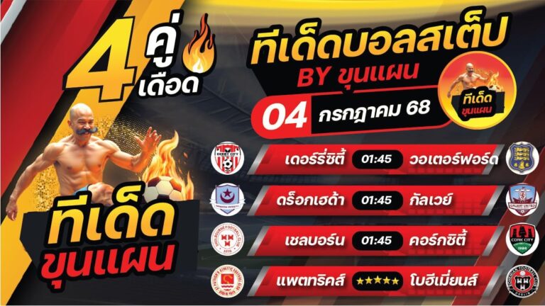 ทีเด็ดบอลวันนี้ บอลสเต็ป 4 วิเคราะห์บอล [ วันศุกร์ที่ 4 กรกฎาคม 2568 ]