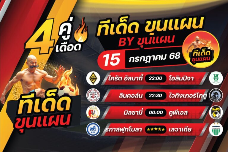 ทีเด็ดบอลวันนี้ บอลสเต็ป4 วิเคราะห์บอล [วันอังคารที่ 15 กรกฎาคม 2568]