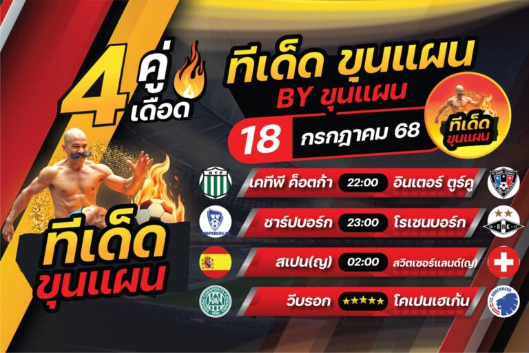 ทีเด็ดบอลวันนี้ บอลสเต็ป4 วิเคราะห์บอล [วันศุกร์ที่ 18 กรกฎาคม 2568]