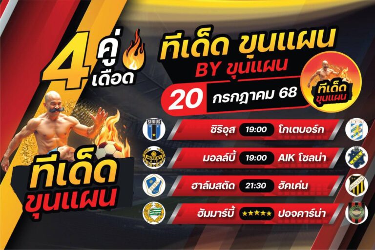 ทีเด็ดบอลวันนี้ บอลสเต็ป4 วิเคราะห์บอล [วันอาทิตย์ที่ 20 กรกฎาคม 2568]